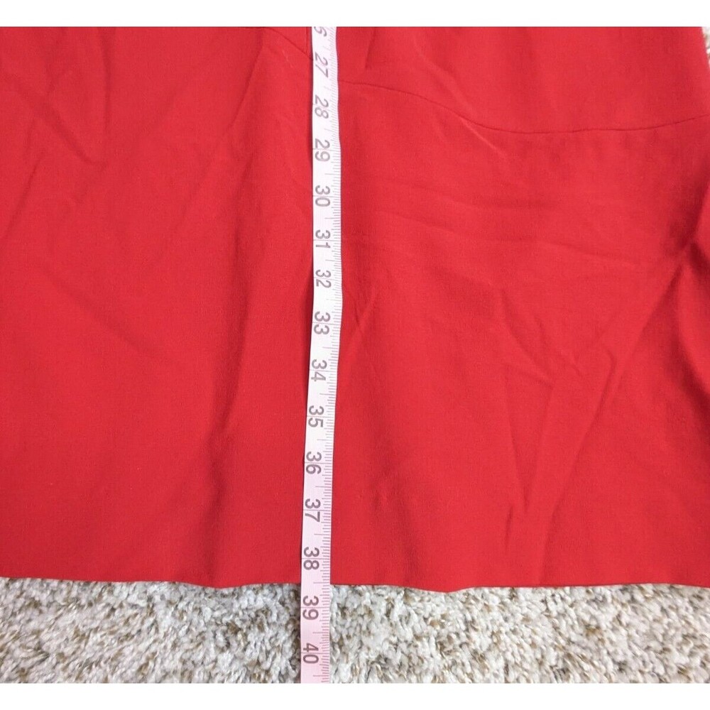 Vintage Rena Lange Dress Size 8 Red Long Sleeve Crepe Moonbeam Inset Patch - Picture 13 of 15